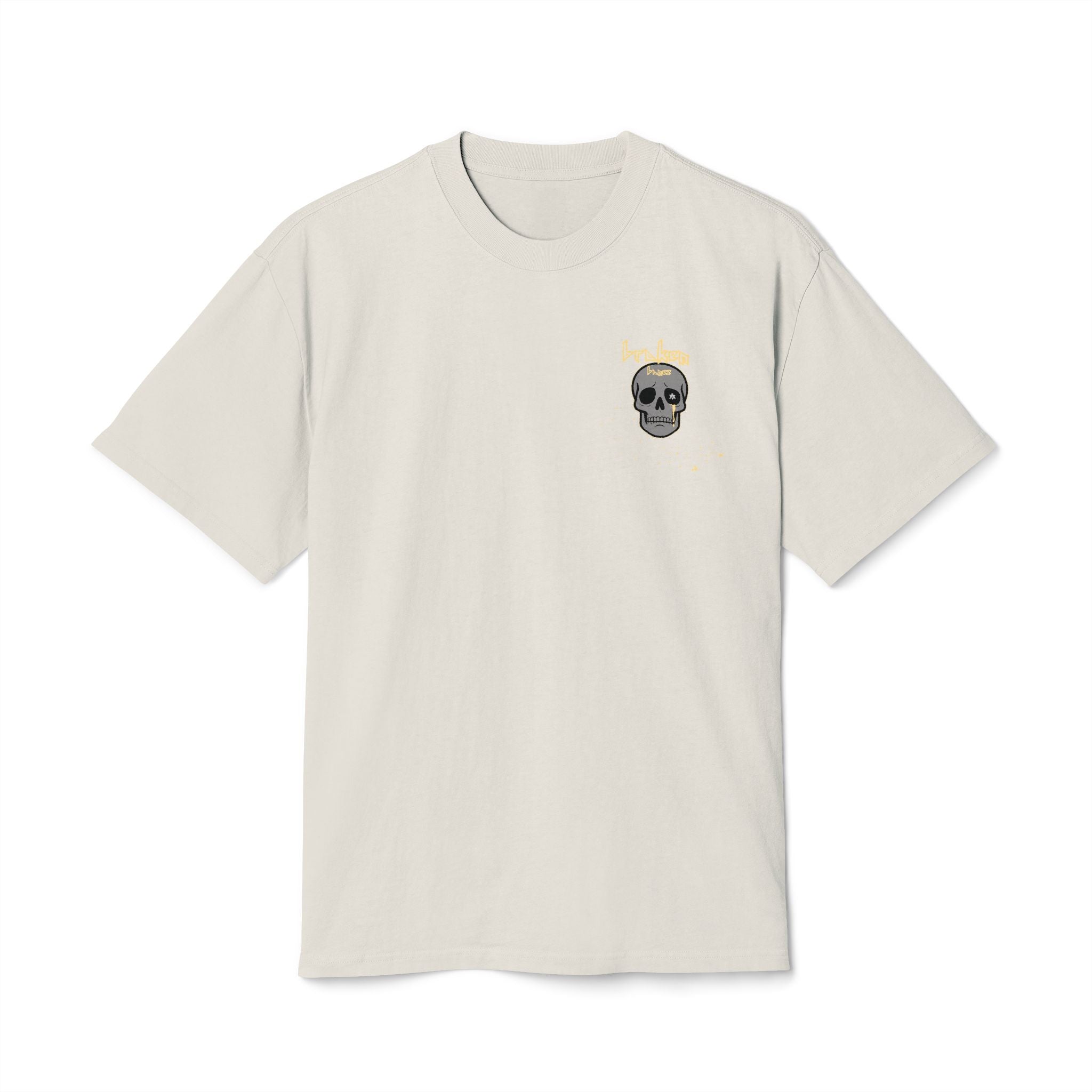 BROKEN BONEZ - Logo SKULL Graphic Oversized Loose Faded Tee (AS